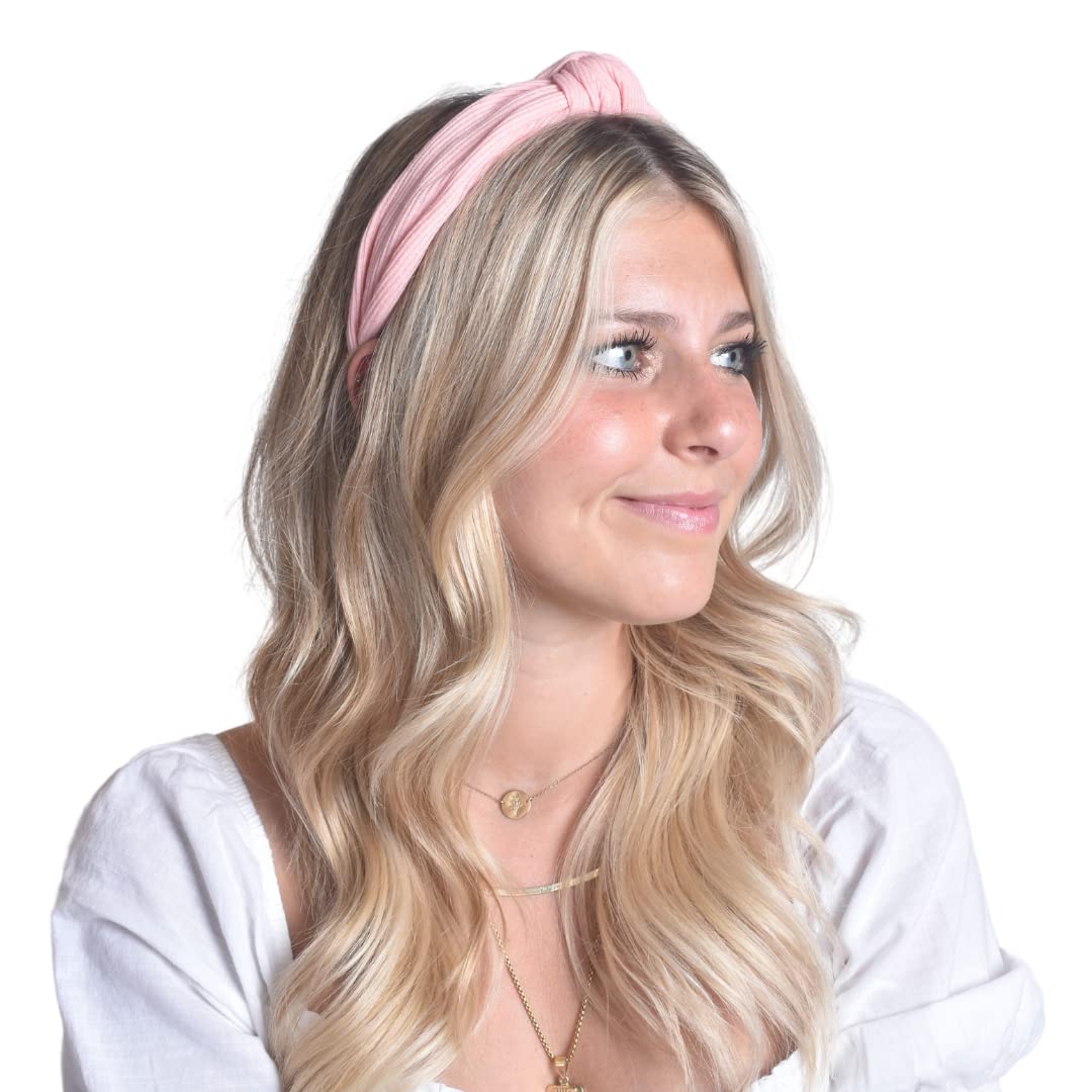 Bellefixe Ribbed Cotton Knotted Headband (Light Pink)