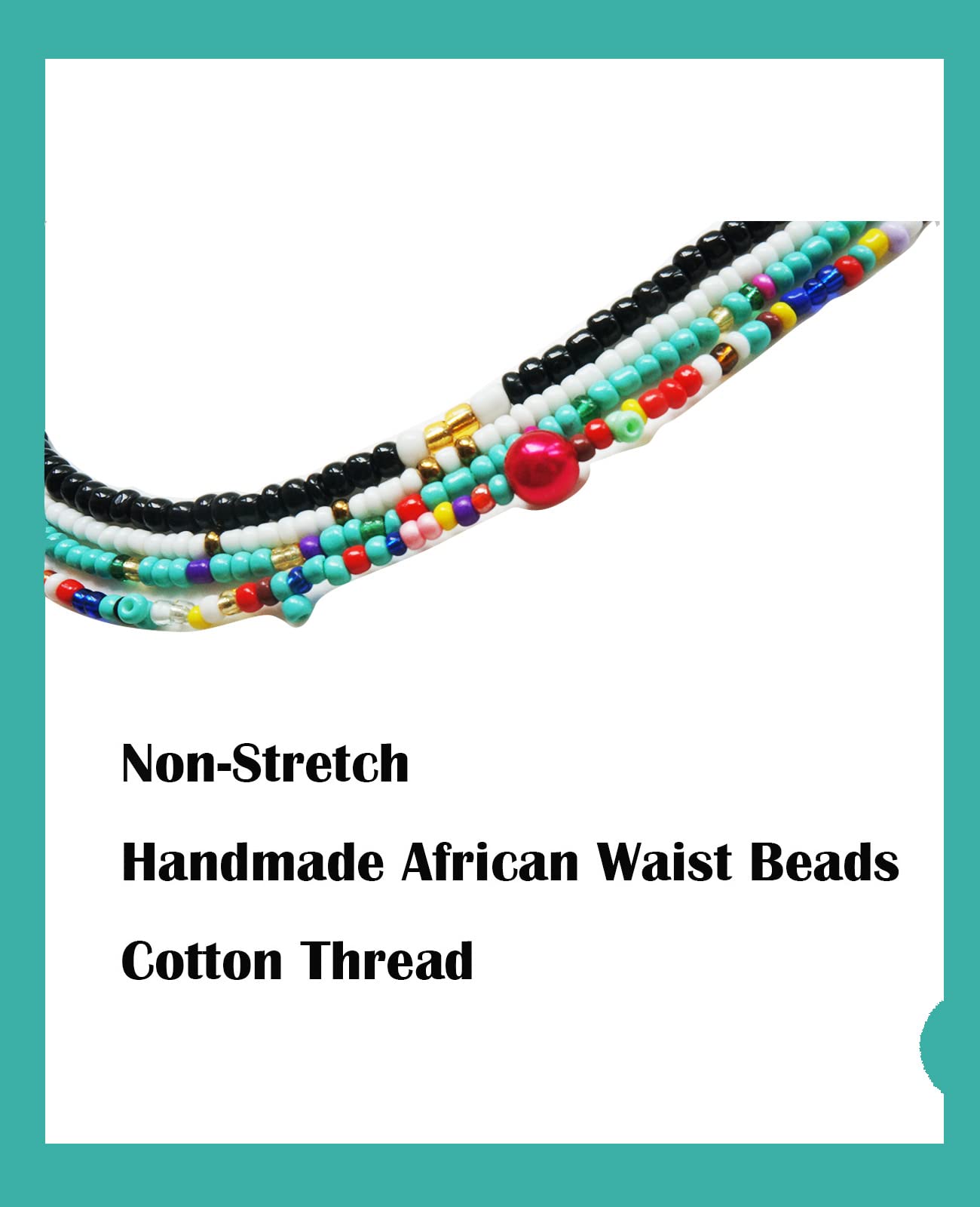 50 Inch Waist Beads for Women African Waist Beads Plus Size Layered Colorful Belly Beads Body Jewelry Non-Stretching Belly Chains（4PCSTurquoise)