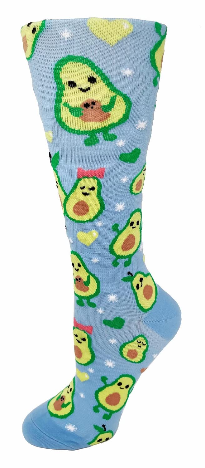 Cutieful 'Knee High Compression Socks 8-15 mmHg' Footwear (Guac Your World, Shoe Size: 5-11)