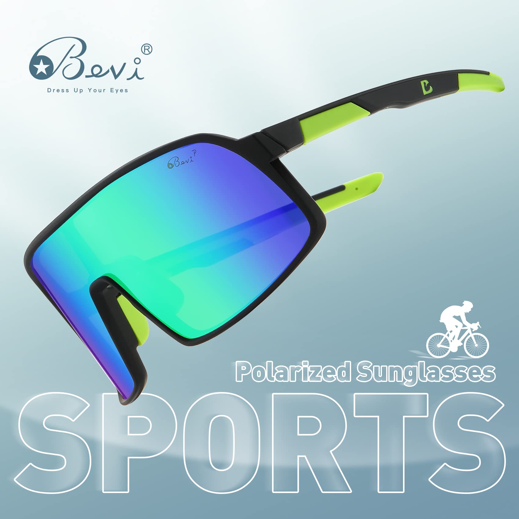 Bevi Sports Sunglasses Polarized Lens with TR90 Durable and Flexible Frame for Men Women Running Driving Cycling Etc 2736FC2