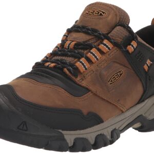 KEEN Men's Ridge Flex Low Height Waterproof Hiking Boots, Bison/Golden Brown, 10 Wide