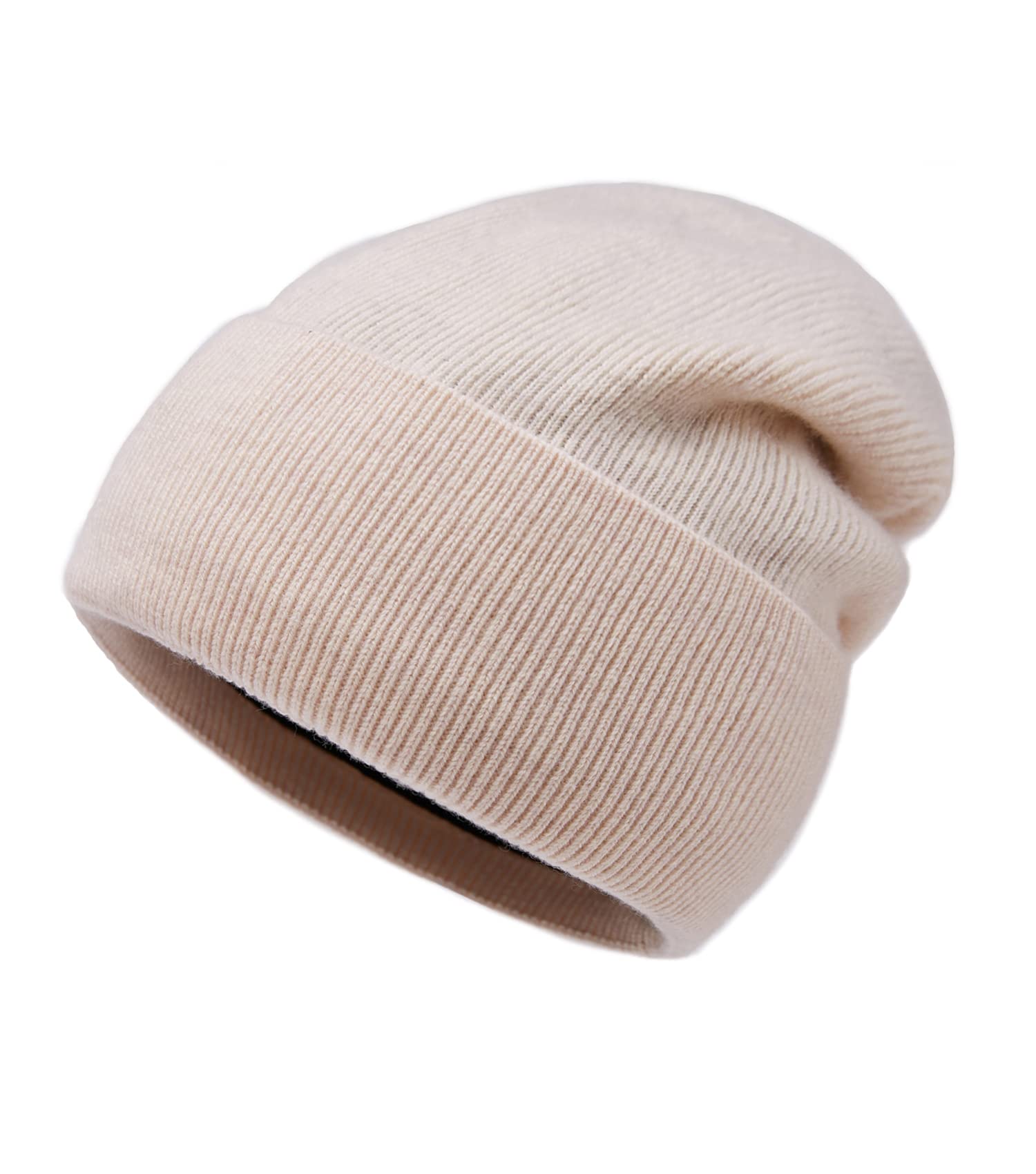 Lallier 100% Merino Wool Beanie for Men and Women, Pure Wool Ribbed Knit Warm Winter Hat with Gift Box (Beige)