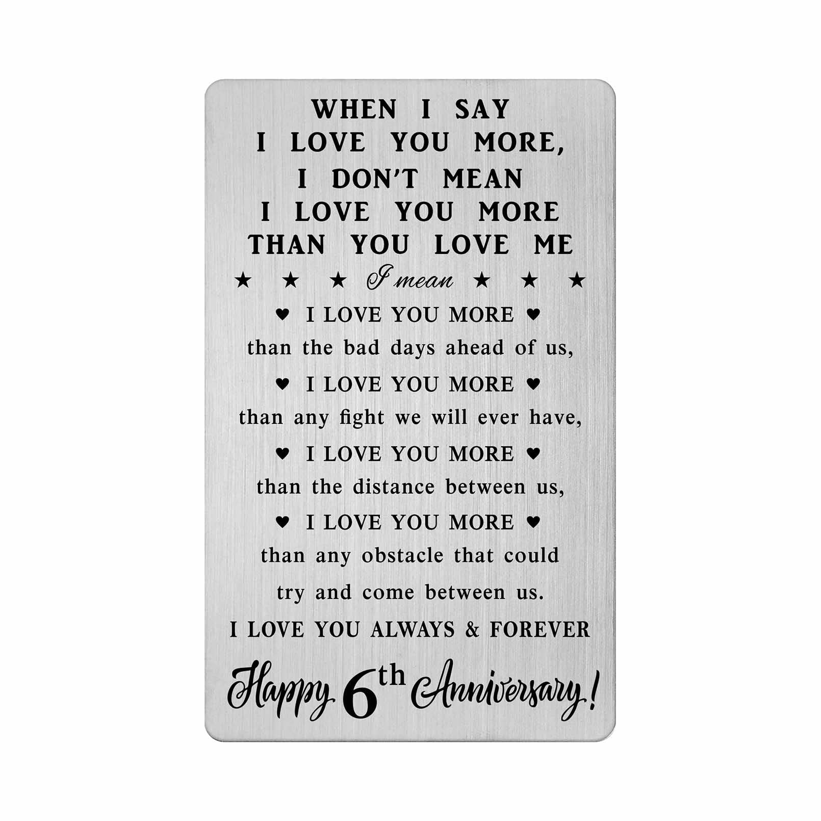 CPLJW 6 Year Anniversary Card Gifts for Her, 6th Sixth Romantic Wedding Anniversary Wallet Card Gifts