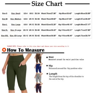 Capri Leggings for Women Knee Length Butt Lift Tights Tummy Control Yoga Workout Exercise Capri Pants with Pockets Black