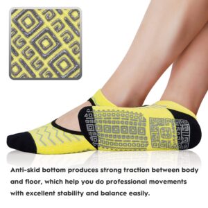 unenow Non Slip Grip Yoga Socks for Women with Cushion for Pilates, Barre, Home