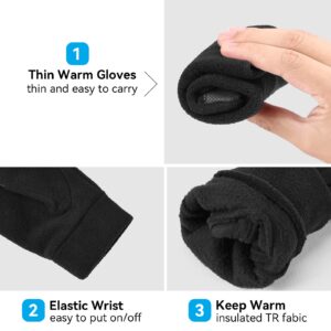 OZERO Mens & Womens Winter Gloves - Touchscreen Polar Fleece Snow Gloves with Elastic Cuff for Running | Drriving | Riding Black/Gray (Black(touching Fingertips), Medium)