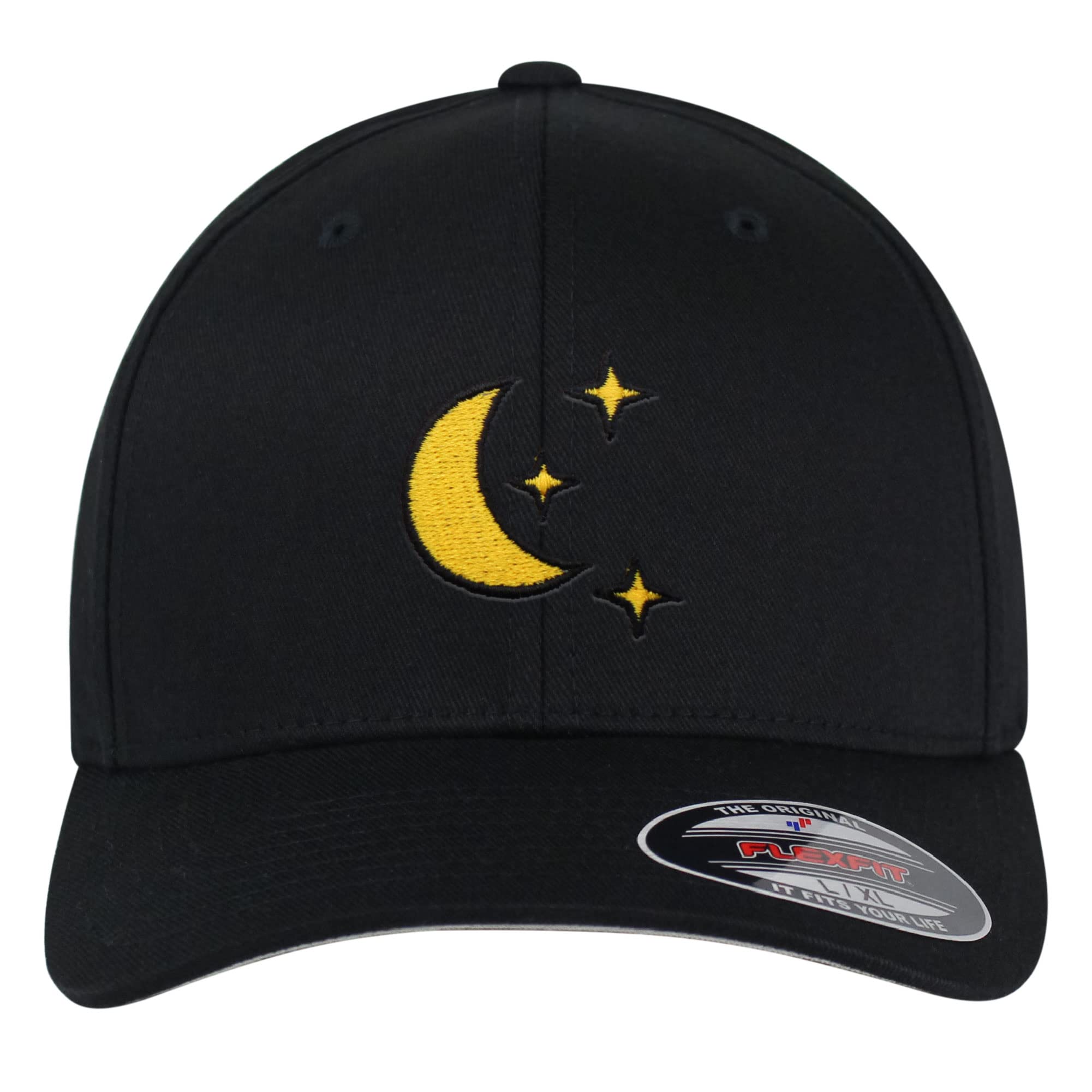 JPAK Moon Embroidered Flexfit Cap Space Sky Night Black