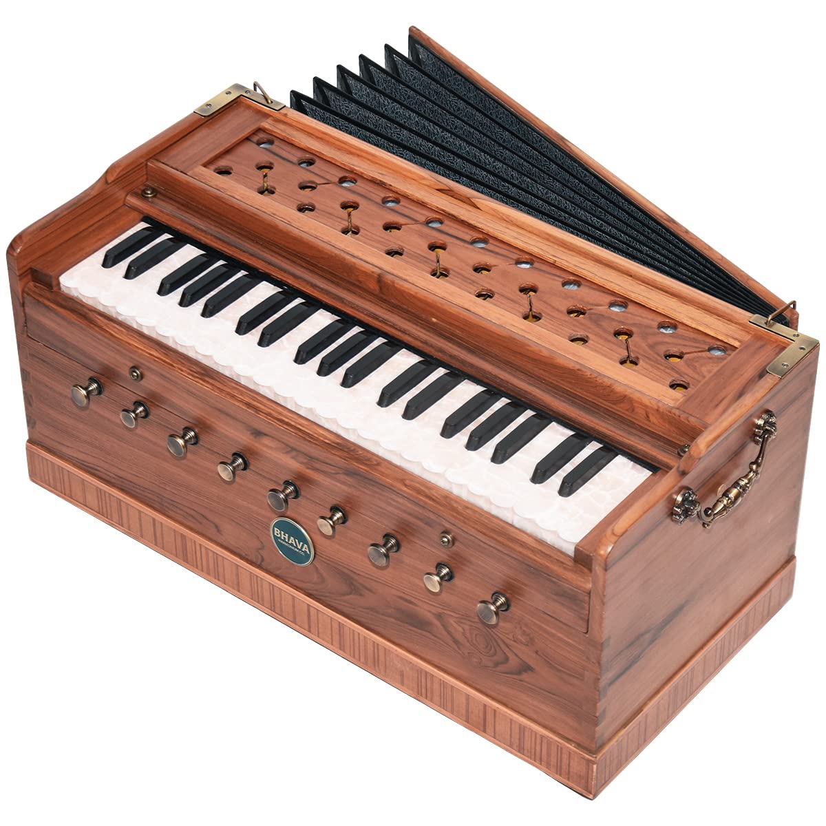 Bhava Studio Harmonium | Concert Teak Edition | Professionally Tuned & Refined in U.S~ Handmade in India, Ethically Sourced, Premium Quality and Finish | Long Sustain and Clear, Warm Tonality