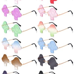 12 Pairs Mushroom Sunglasses Rimless Irregular Funny Mushroom Glasses Retro Trendy Prom Glasses for Women Mushroom Party Favor