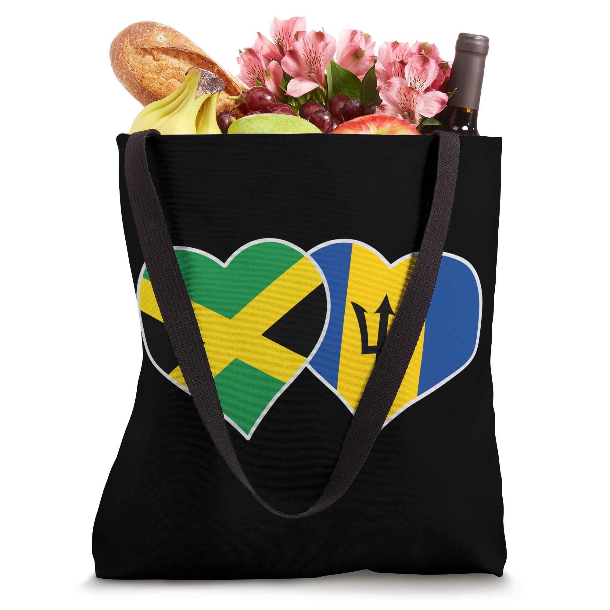 Half Jamaican Half Barbados Flag Heart Jamaica Barbados Tote Bag