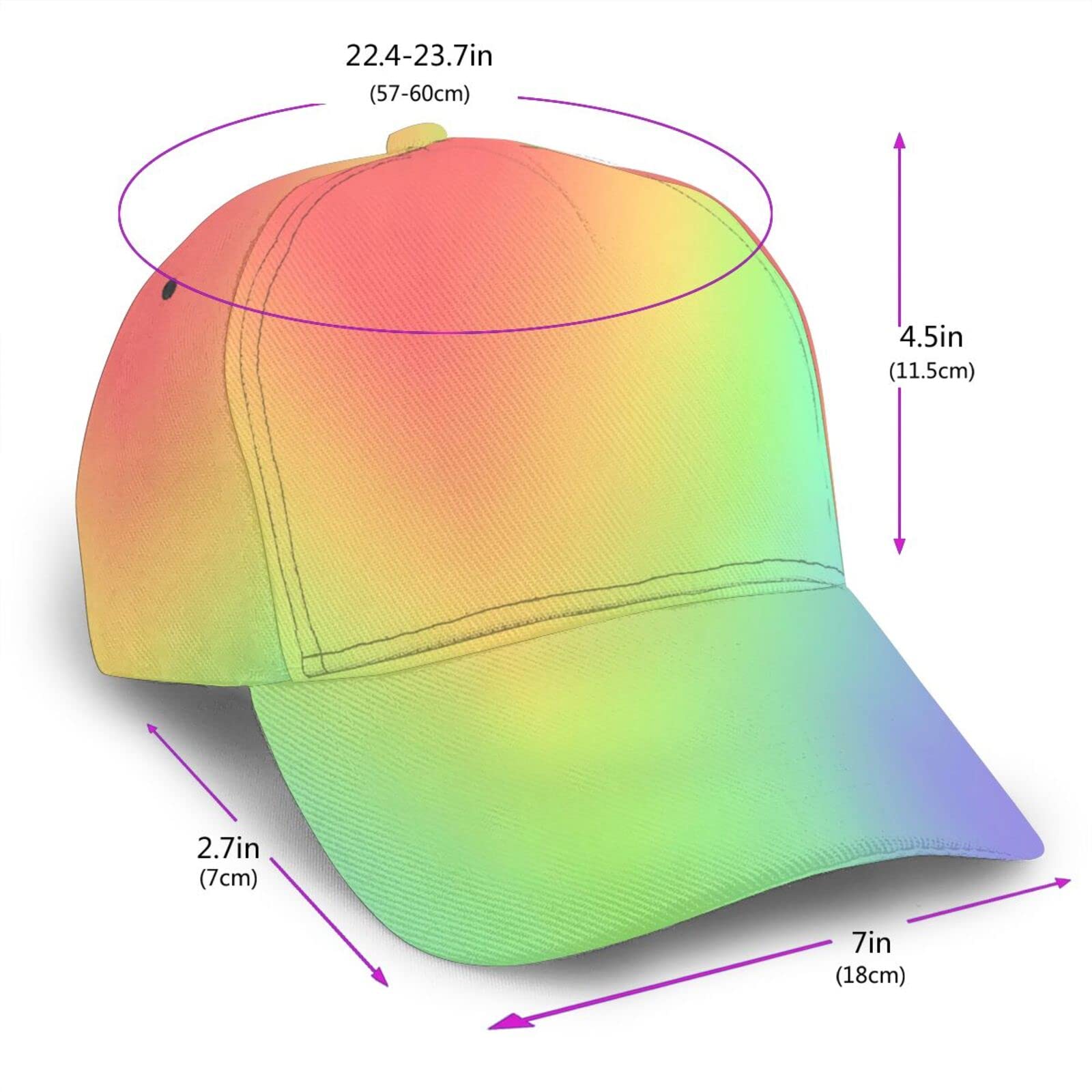 Cute Rainbow Baseball Caps Neon Dad Hats Adjustable Fashionable Sport Casual Trendy Tie Dye Hat for Women Girls