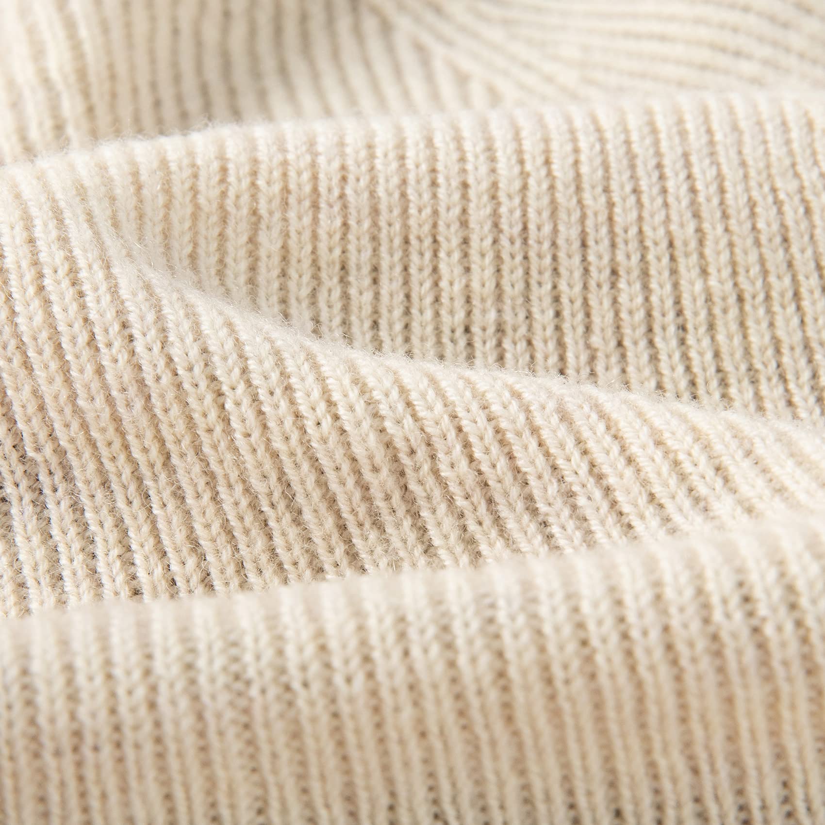 Lallier 100% Merino Wool Beanie for Men and Women, Pure Wool Ribbed Knit Warm Winter Hat with Gift Box (Beige)