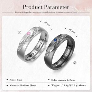 Luxladis Personalized Couples Rings Set for Him and Her Promise Rings for Couples Free Engraving Custom Name Stainless Steel Engagement Rings for Couples Valentines Day (Angelwings)