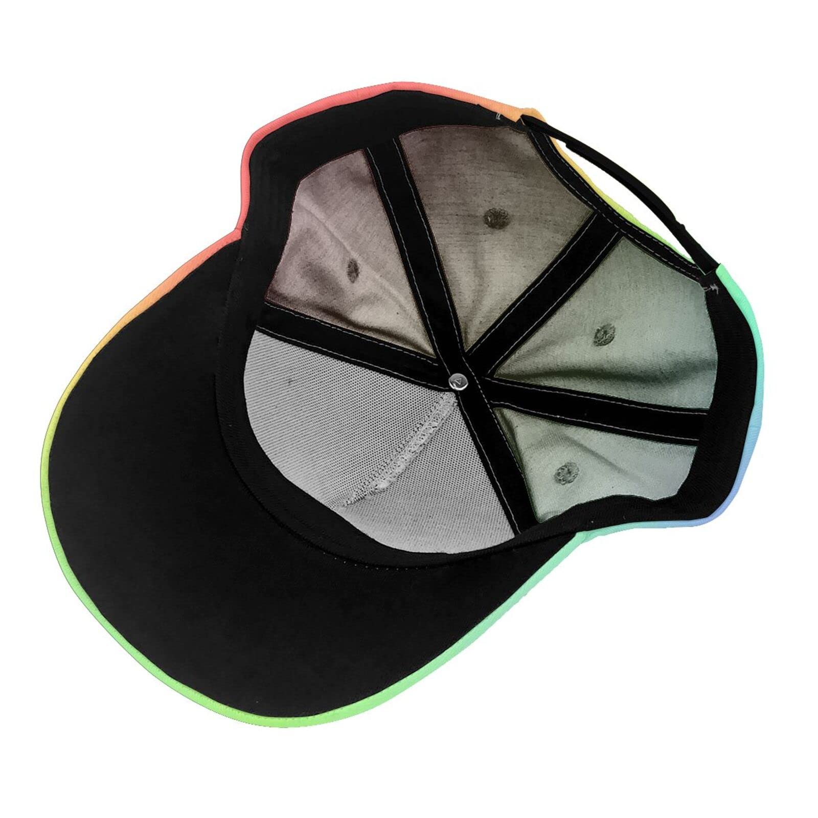 Cute Rainbow Baseball Caps Neon Dad Hats Adjustable Fashionable Sport Casual Trendy Tie Dye Hat for Women Girls