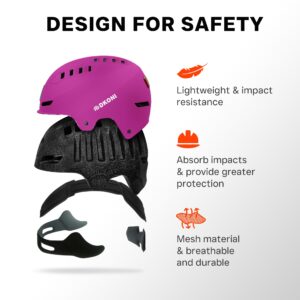 DKONI Bike Helmet with LED Lights Bicycle Helmets USB Rechargeable Front & Back LED Light Adult Cycling Helmet for Urban Commuter (Medium, Pink)