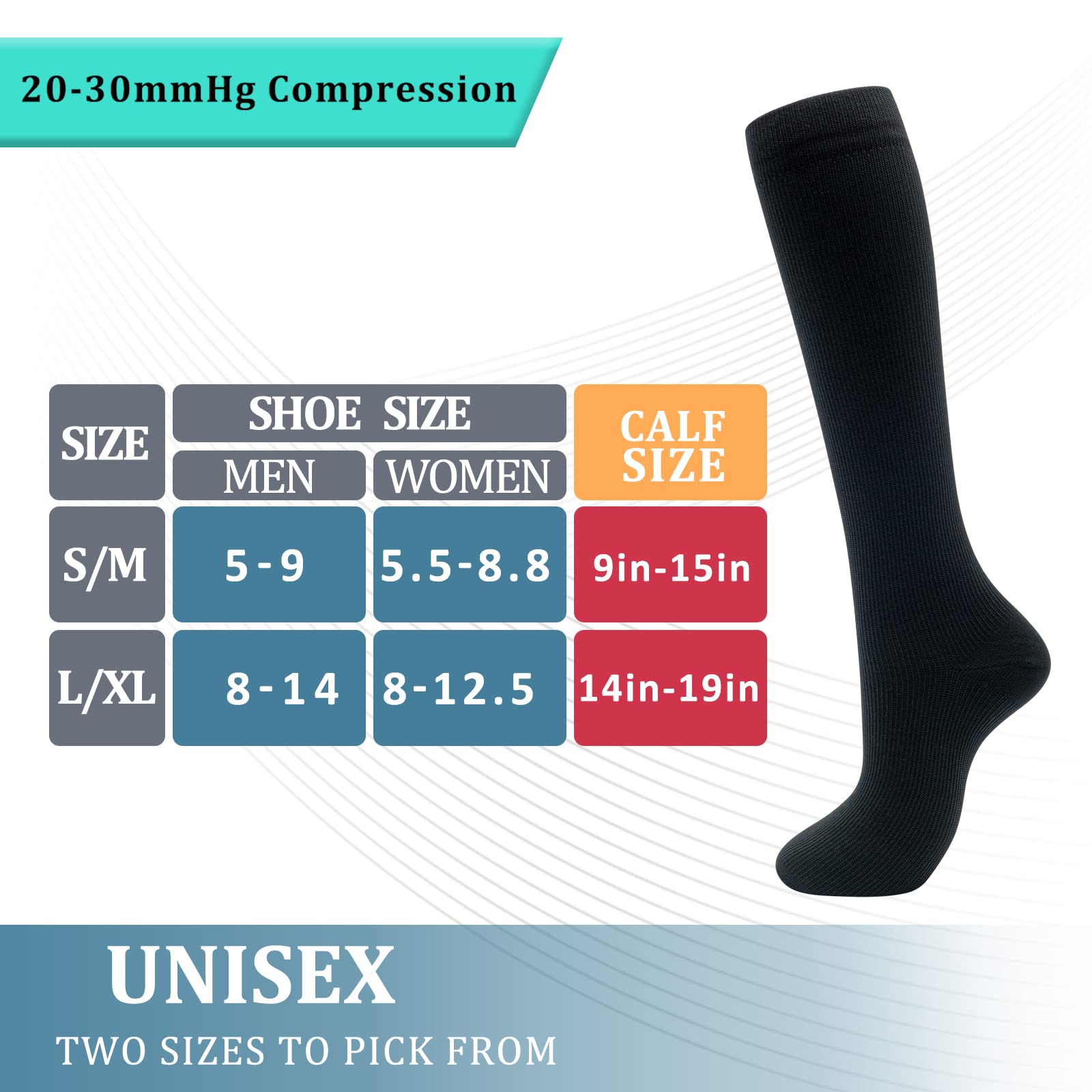 fenglaoda 4 Pairs Compression Socks for Women & Men Knee High Nurse Pregnant Cute Fun Medical Running Travel Athletic