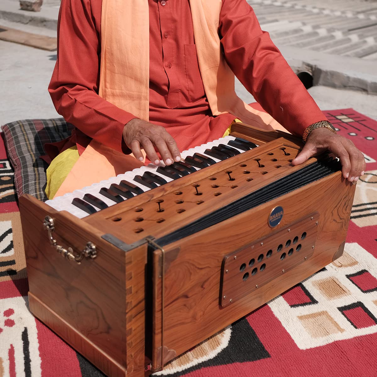 Bhava Studio Harmonium | Concert Teak Edition | Professionally Tuned & Refined in U.S~ Handmade in India, Ethically Sourced, Premium Quality and Finish | Long Sustain and Clear, Warm Tonality