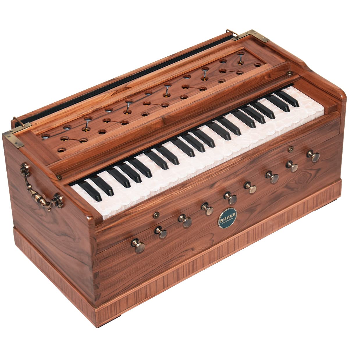 Bhava Studio Harmonium | Concert Teak Edition | Professionally Tuned & Refined in U.S~ Handmade in India, Ethically Sourced, Premium Quality and Finish | Long Sustain and Clear, Warm Tonality