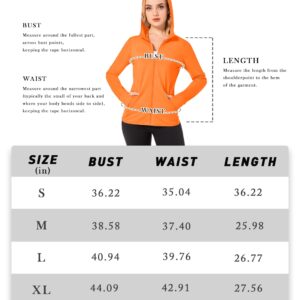 MAGCOMSEN Long Sleeve Hooded Jacket for Women SPF 50 Sun Shirt Performance Hoodie with Pockets Running Active Wear, Orange, L