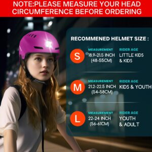 DKONI Bike Helmet with LED Lights Bicycle Helmets USB Rechargeable Front & Back LED Light Adult Cycling Helmet for Urban Commuter (Medium, Pink)