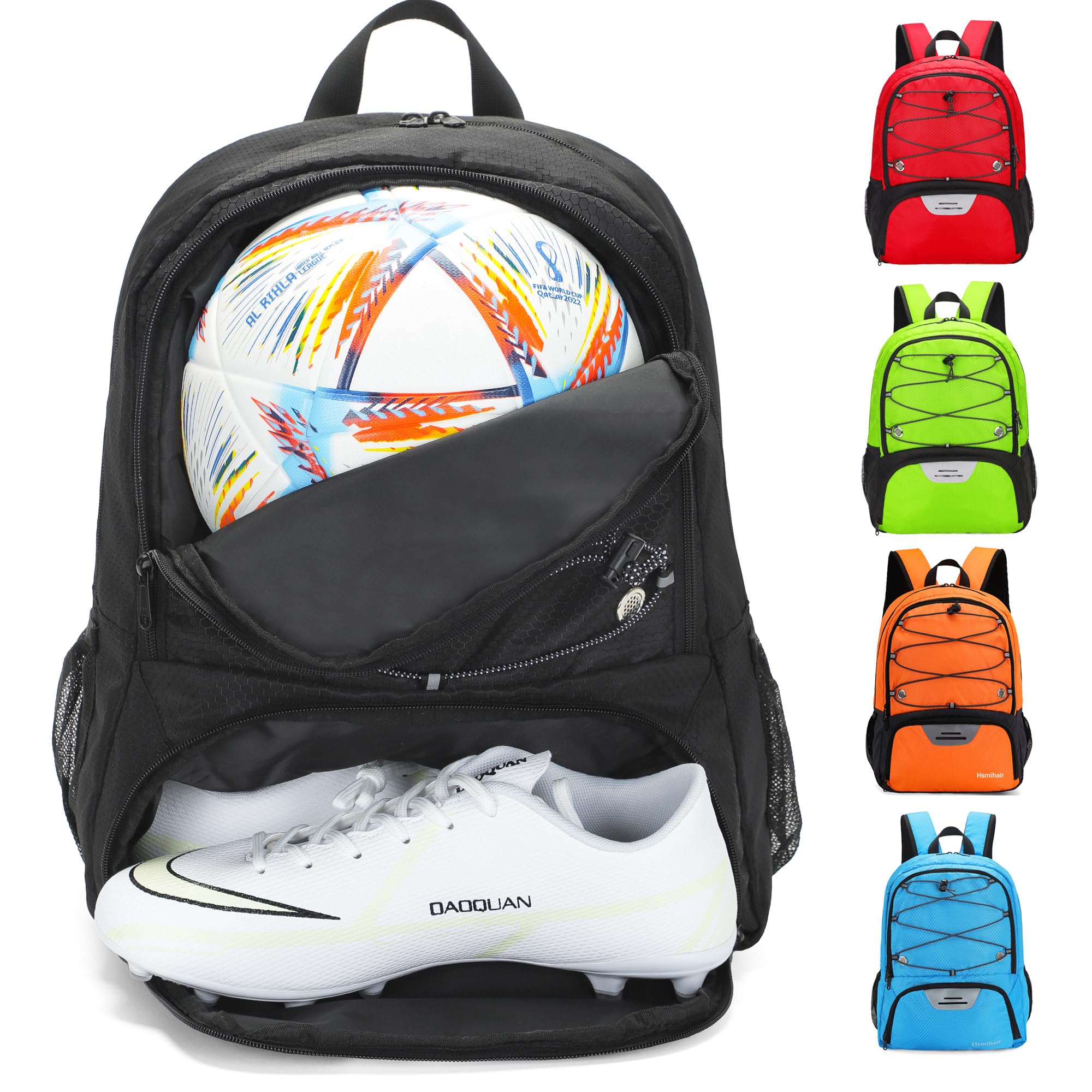 Hsmihair Youth Soccer Bag-Soccer Backpack & & Backpack for Football Volleyball Basketball,with Ball Compartment and Separate Cleat Training Package