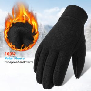 OZERO Mens & Womens Winter Gloves - Touchscreen Polar Fleece Snow Gloves with Elastic Cuff for Running | Drriving | Riding Black/Gray (Black(touching Fingertips), Medium)