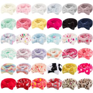 yunsailing 36 pcs hairband set, flannel makeup headband for women, soft skincare headbands towel headband for washing face head wraps, ideal gift for spa, yoga, mask, shower, daily use