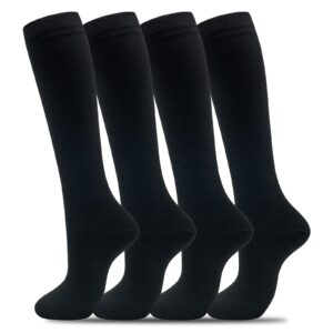 fenglaoda 4 pairs compression socks for women & men knee high nurse pregnant cute fun medical running travel athletic