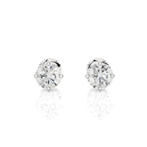 1 1/2 Carat Diamond Round Stud Earrings for Women in 14k White Gold (I-J, SI2-I1, cttw) 4-Prong Setting and Screw Back by Privosa Fine Jewelry