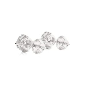 1 1/2 Carat Diamond Round Stud Earrings for Women in 14k White Gold (I-J, SI2-I1, cttw) 4-Prong Setting and Screw Back by Privosa Fine Jewelry