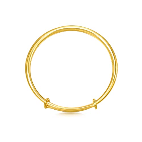 CHOW SANG SANG 999.9 24K Solid Gold Price-by-Weight 12.72g Gold Glossy Finish, Delicate Hoop Bangle for Tiny Size 84767K | Adjustable Size