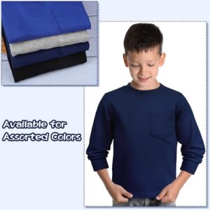 Cooraby 4 Pack Toddler Boys Long-Sleeve Shirts with Pocket Crewneck Pullover Sweatshirt Thermal Solid Long Sleeve Cotton Top