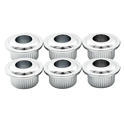 Musiclily Pro 6mm to 10mm Vintage to Modern Sized Guitar Tuner Conversion Bushings Tuning Pegs Adapter Ferrules, Chrome (Set of 6)