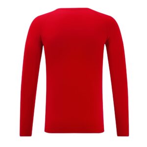 LEAO Youth Boys Compression Shirt Long Sleeve Fleece Quick Dry Sports Baselayer Soccer Baseball Basketball Undershirt Red L