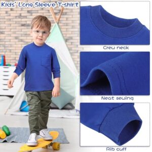 Cooraby 4 Pack Toddler Boys Long-Sleeve Shirts with Pocket Crewneck Pullover Sweatshirt Thermal Solid Long Sleeve Cotton Top