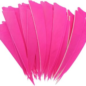 ZSHJGJR 50pcs 3" 4" 5” Shield Cut Archery Fletches Arrow Feathers Turkey Feather Right/Left Wing for DIY Hunting Arrows Accessories (5 Inch, Right Wing, Pink)