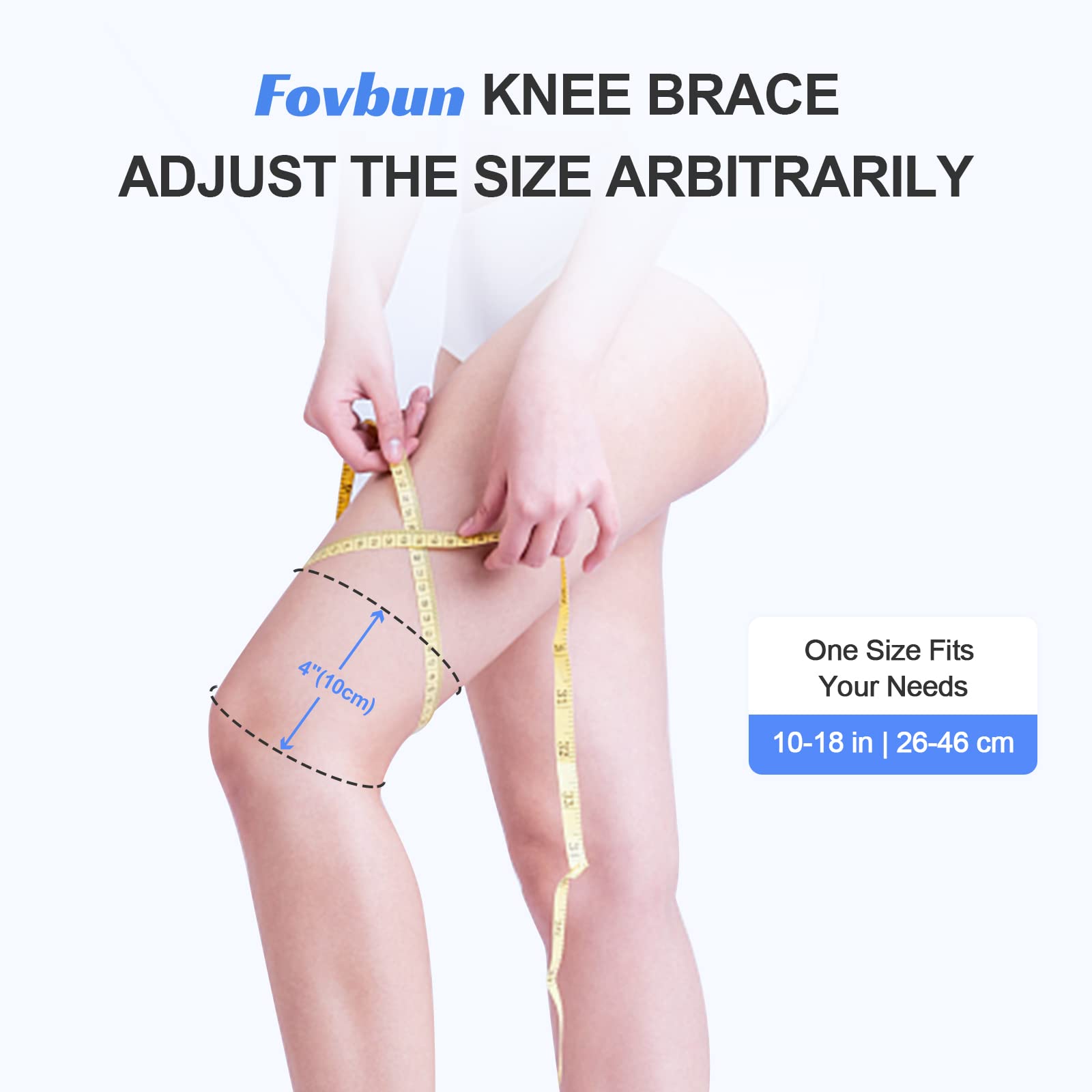 Fovbun Knee Braces for Knee Pain with Stabilizers & Patella Gel Pads, Adjustable Knee Compression Sleeve for Men Women, Knee Support Relif ACL, LCL, MCL, Meniscus Tear, Arthritis, Tendonitis Pain