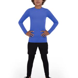 Men's Compression Shirts Long Sleeve Athletic Workout Top, Rash Guard Base Layer Sports Undershirt - Crew Neck - Dazzling Blue, Medium