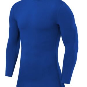 Men's Compression Shirts Long Sleeve Athletic Workout Top, Rash Guard Base Layer Sports Undershirt - Crew Neck - Dazzling Blue, Medium