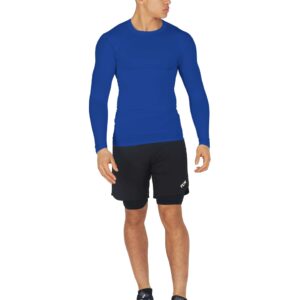 Men's Compression Shirts Long Sleeve Athletic Workout Top, Rash Guard Base Layer Sports Undershirt - Crew Neck - Dazzling Blue, Medium