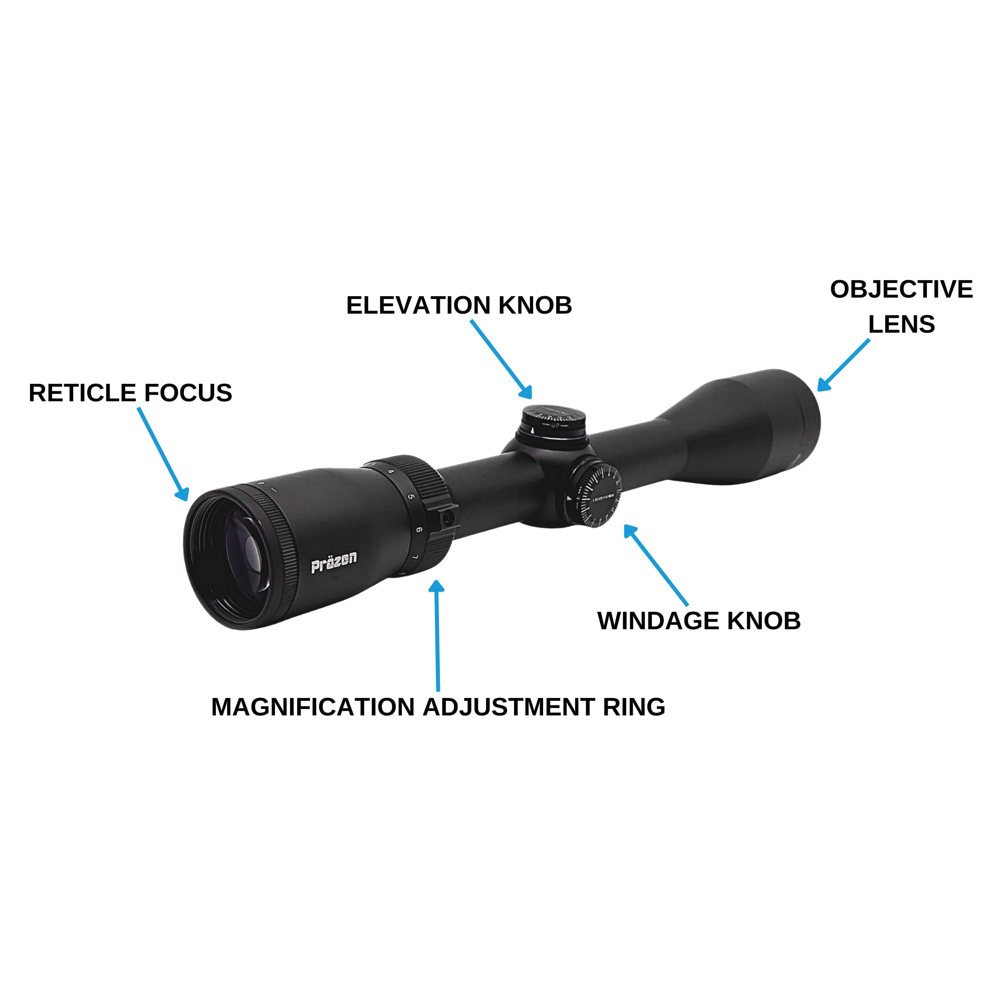 Prazen Optics Ridgesite Riflescope, Second Focal Plane, Fully Multi Coated Lens', IPX7 Waterproof, Capped Turrets, Premium Quality Scope (MDR Reticle, 3-9x40)…