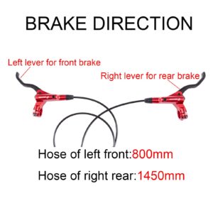 BUCKLOS Zoom MTB Hydraulic Disc Brakes Set, Left Front 800mm Right Rear 1450mm Mountain Bike Hydraulic Brake Aluminum Alloy Levers with Dual Piston Calipers PM/is Adapter