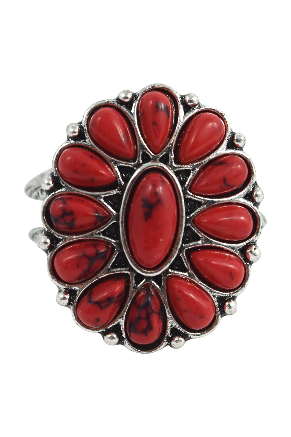 Skelapparel Bohemian Squash Blossom Howlite Stone Mini Ring (Red)