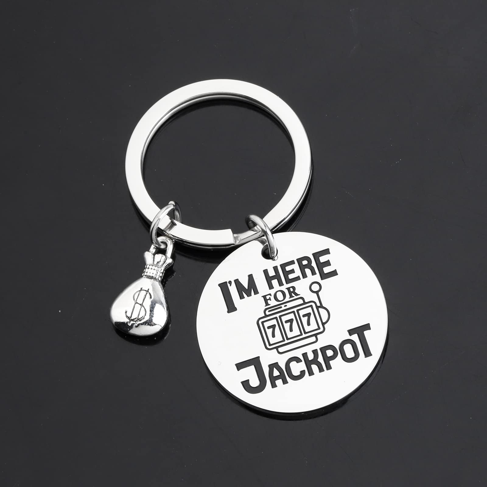 BLEOUK Slot Machine Keychain Gambling Gifts Casino Lover Gift I'M Here For Jackpot Sloth Machine Player Gift (HERE FOR JACKPOT)