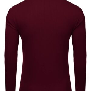 Amussiar Men's Slim Fit Base Layer Shirts Casual Ribbed Tops Thermal Turtleneck Pullover Sweater Wine Red