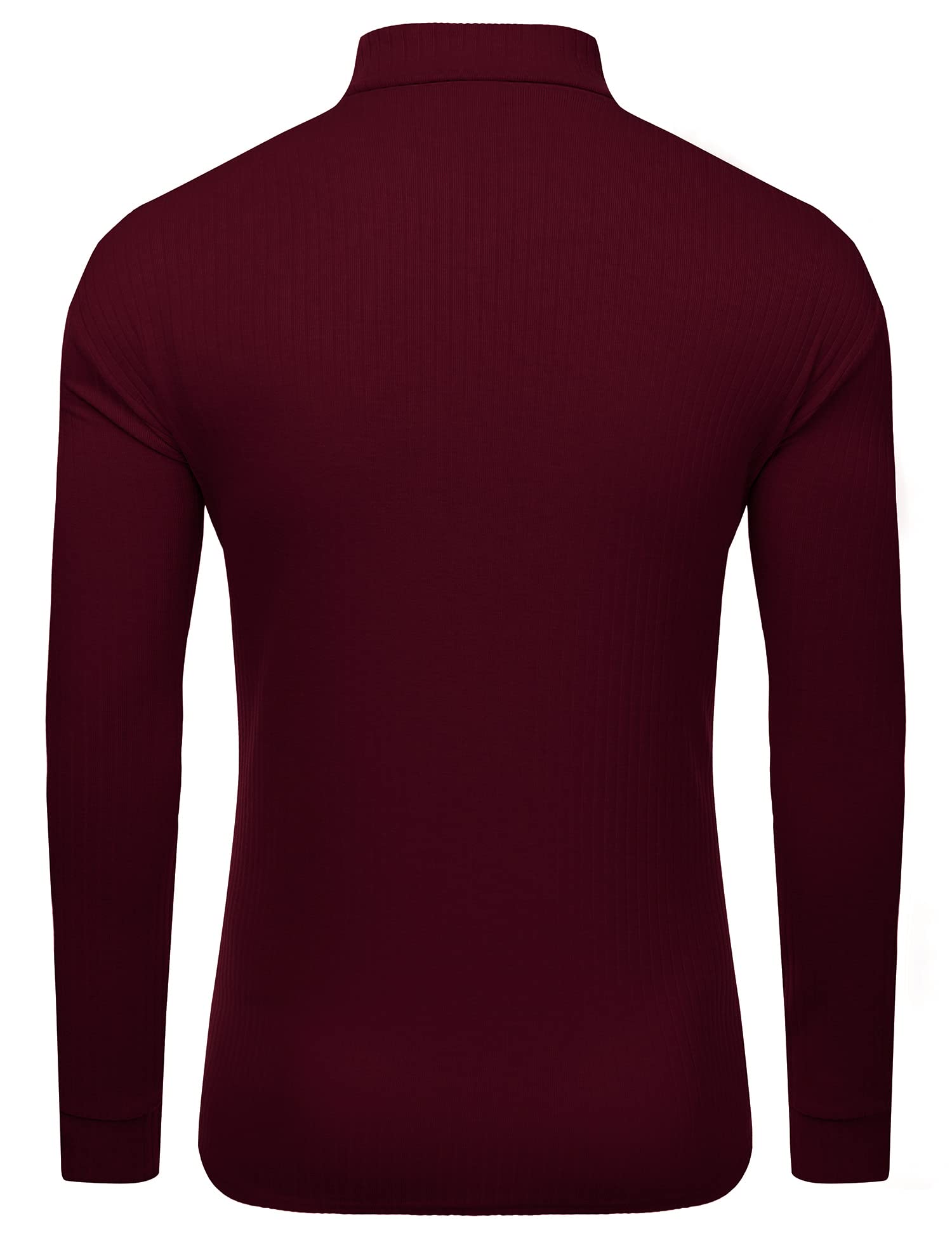 Amussiar Men's Slim Fit Base Layer Shirts Casual Ribbed Tops Thermal Turtleneck Pullover Sweater Wine Red