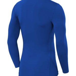 Men's Compression Shirts Long Sleeve Athletic Workout Top, Rash Guard Base Layer Sports Undershirt - Crew Neck - Dazzling Blue, Medium