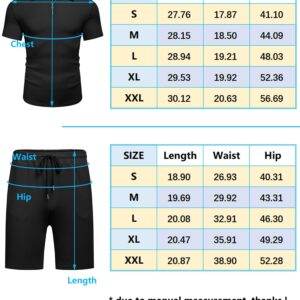 URRU Men's Polo Shirt and Shorts Set Summer Outfits Fashion Casual Short Sleeve Polo Suit for Men 2 Piece Short Set Black XL