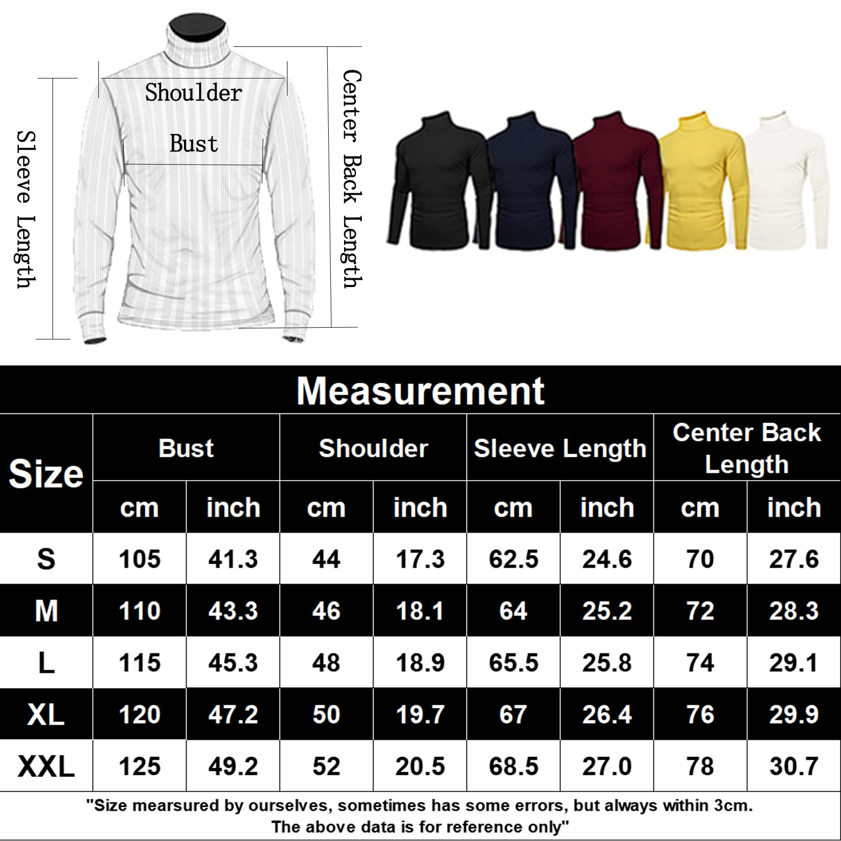 Amussiar Men's Slim Fit Base Layer Shirts Casual Ribbed Tops Thermal Turtleneck Pullover Sweater Wine Red