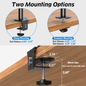 MOUNTUP Single Monitor Desk Mount, Tall Monitor Stand for 13-32 Inch Screen, Fully Adjustable Computer Desk Mount, Articulating Monitor Arm, VESA Mount with Clamp/Grommet Mounting Base, up to 17.6lbs